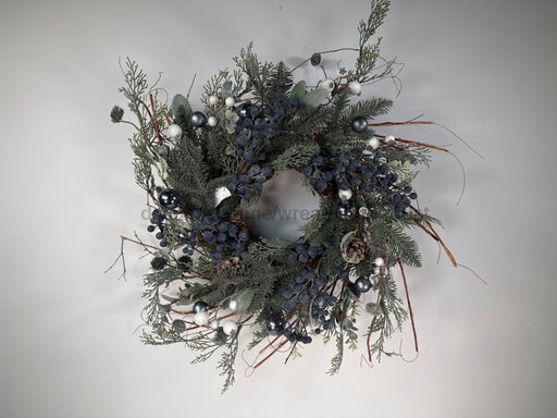24’’ Blue Berrry Wreath 25X016S-BLWH Base