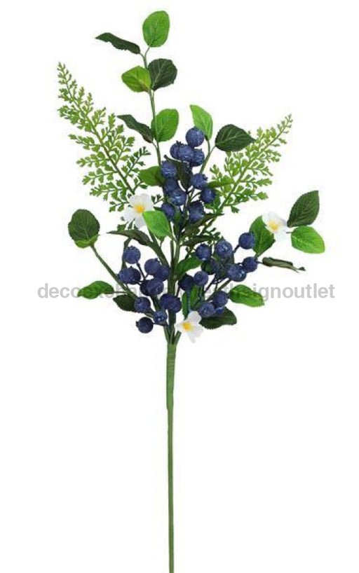 24"H Mixed Greenery Blueberry Spray Blue/Green/White/Yellow EC8262 - DecoExchange