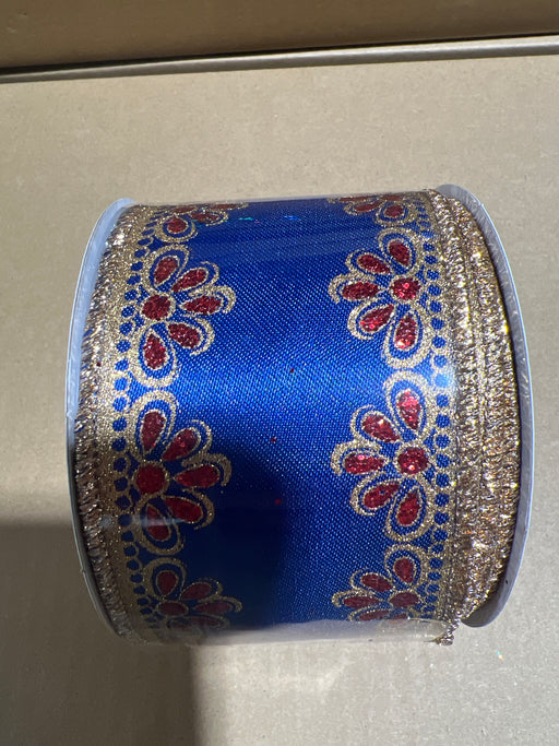 2.5"X10Yd Lux Scallop Trim Royal Blue/Gold/Red RGH103525 - DecoExchange®