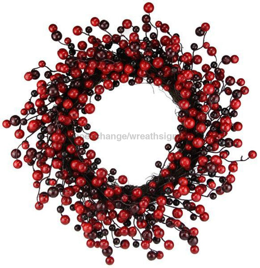 24"Dia Mixed Berry Wreath Shiny Red/Burgundy EC580930 - DecoExchange