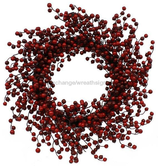 24"Dia Waterproof Berry Wreath Matte Red/Matte Burgundy EW204877 - DecoExchange