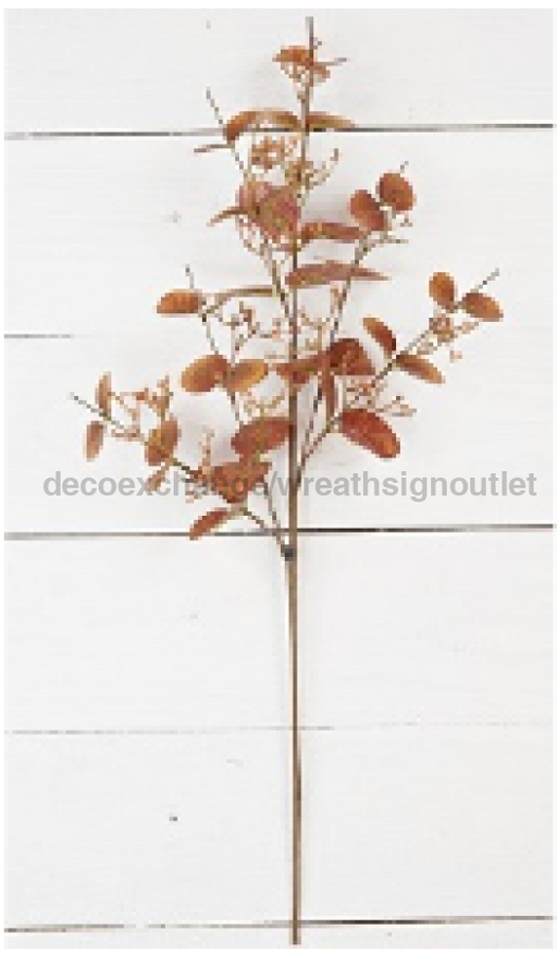 24In Fall Silver Dollar Leaves With Buds Spray 28537 Greenery