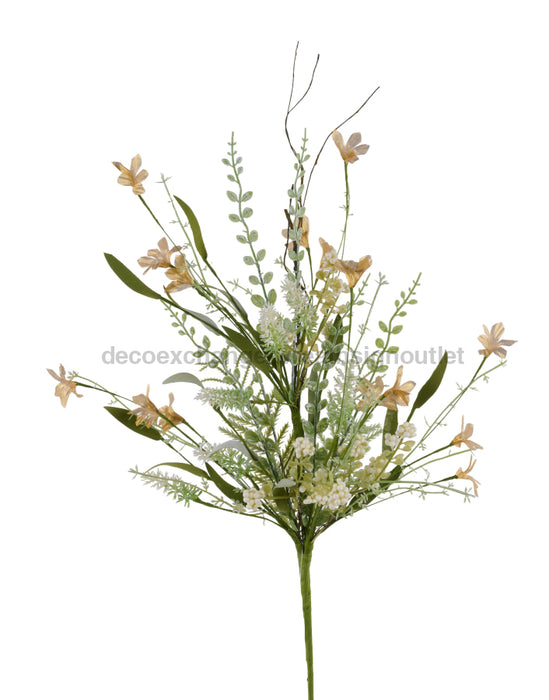 24’’L Fabric Flower/Eva Leaf/Beads Spray Green/Cream/Gold FH8213C8 Greenery