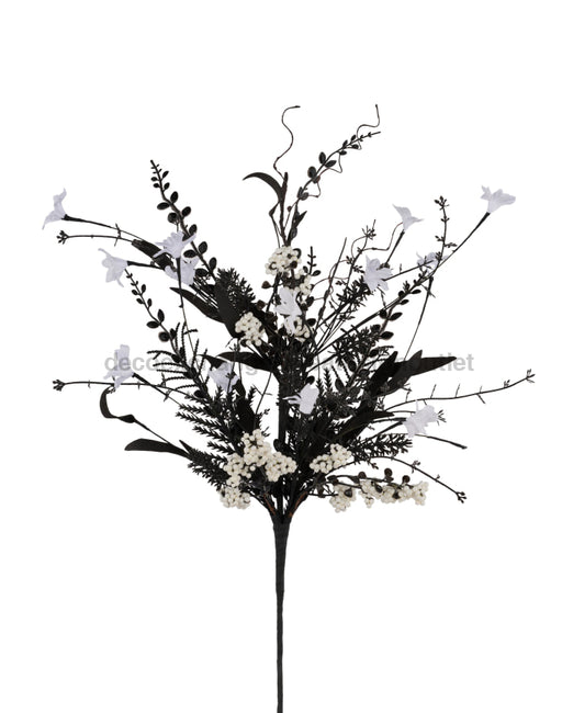 24’’L Fabric Flower/Eva Leaf/Beads Spray White/Black Fh807178 New Upload081524 Greenery Allgreenery