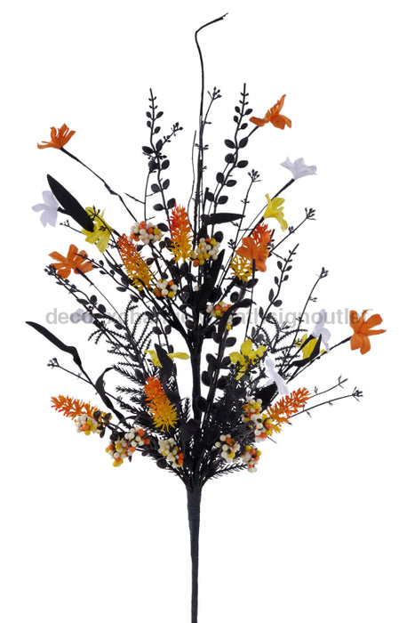 24’’L Fabric Flower/Eva Leaf/Beads Spray Yellow/Orange/White/Black FH8071A8 Greenery