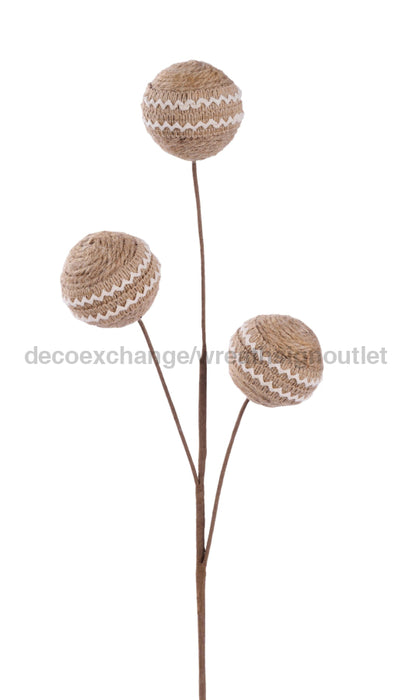 24"L Jute Yarn/Ribbon Ball Pick Brown/Cream Mn0369 - DecoExchange