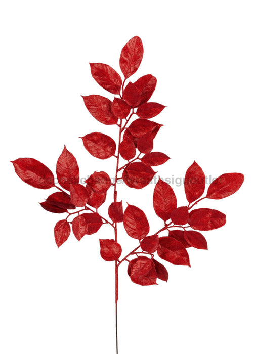 25"L Glitter Salal Spray X8 Laser Red XS235924 - DecoExchange