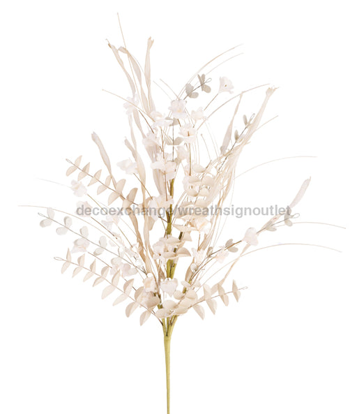 25’’L Paper Flower/Grass Spray Ivory/Lt Sage/Beige Fh8107 Greenery