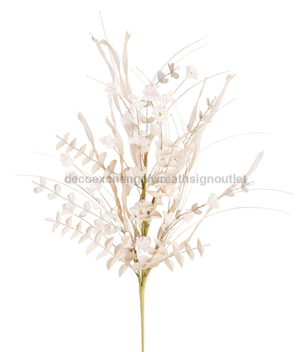 25’’L Paper Flower/Grass Spray Ivory/Lt Sage/Beige Fh8107 Greenery