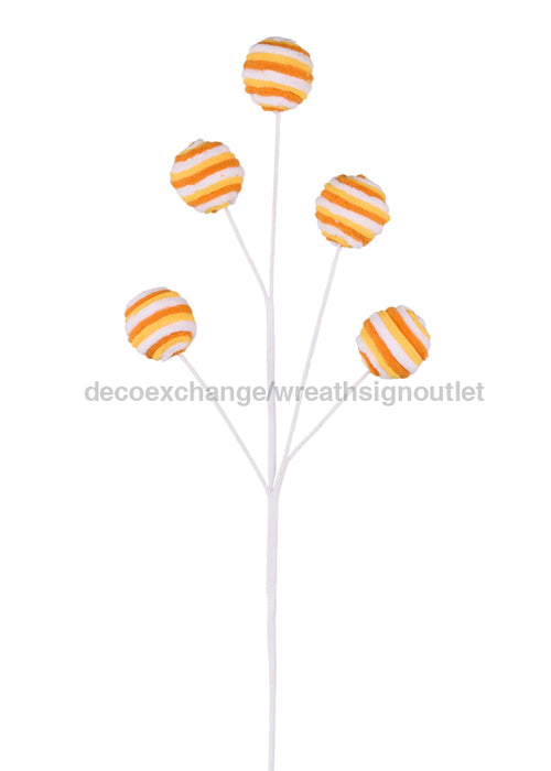 25’L Velvet Striped Ball Spray Orange/Yellow/White Xs123241 Pick