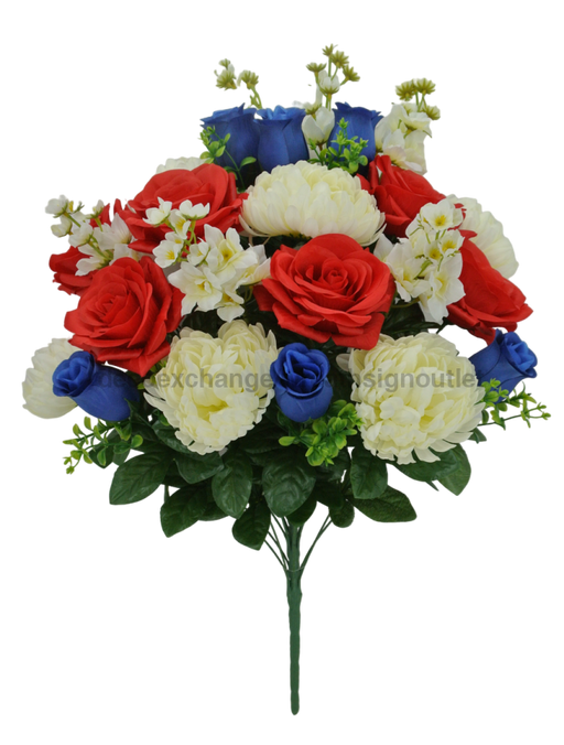 26 In Rose Rose Bud Mum Bush 85075-RDWTBL Greenery