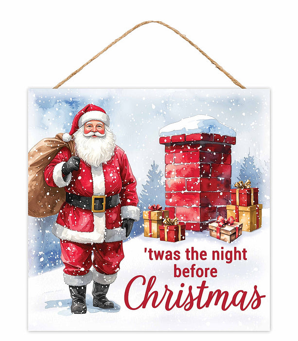 10"Sq Mdf The Night Before Christmas White/Blk/Red/Lt Skin AP746827