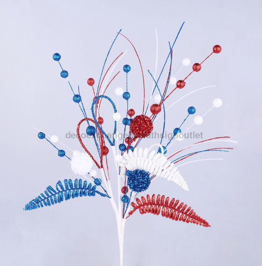 27.5’’L Glitter Fern/Ball Spray Red/White/Blue XS1227P9 Pick
