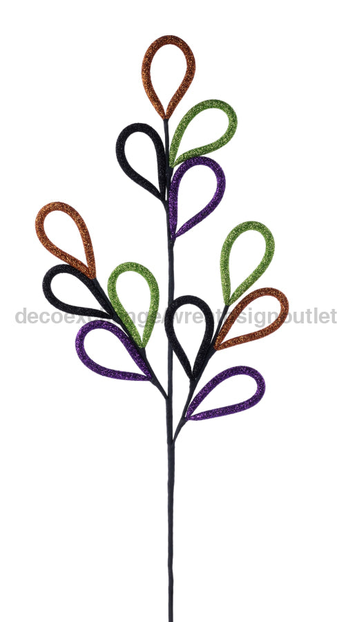 27’’L Glttr Oval Loops Spray 12Ea Loops Black/Purple/Orange/Lime MN0483AH Pick