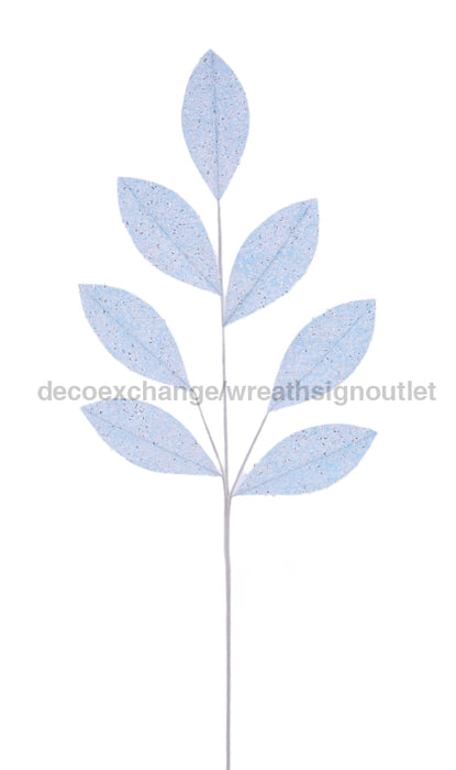 27’’L Glitter/Sequin Magnolia Leaf Spray Soft Blue FH813214 Pick