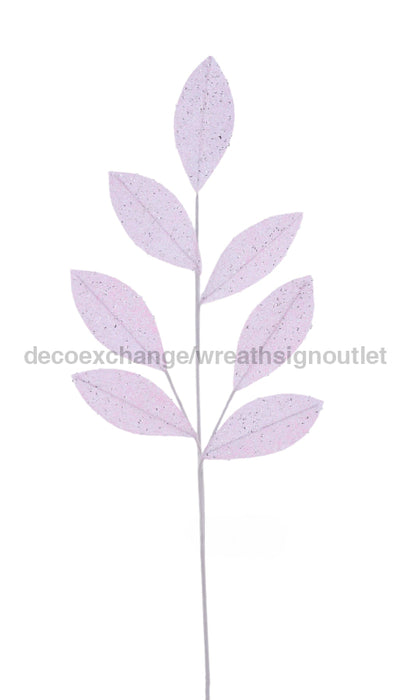 27’’L Glitter/Sequin Magnolia Leaf Spray Soft Pink FH813215 Pick