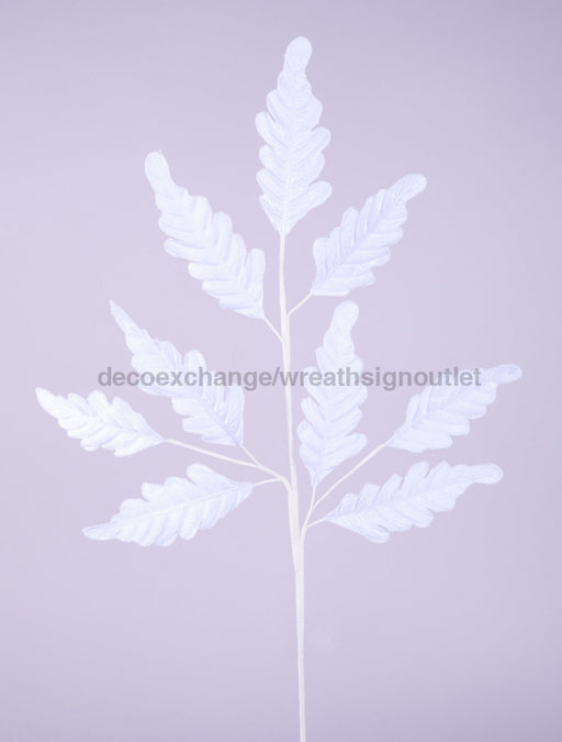 27"L Velvet/Glitter Leaf Spray White XS234327 - DecoExchange