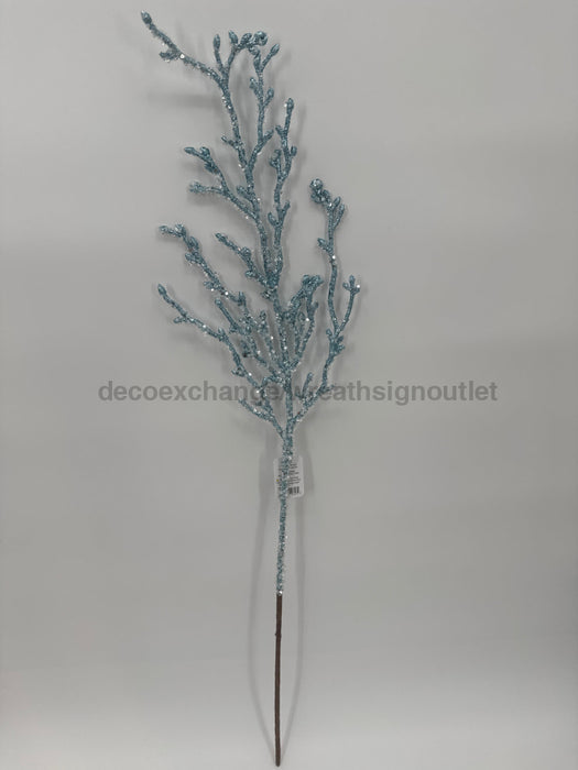 28’’ Blue Coral Glittered Branch F4531067 Pick