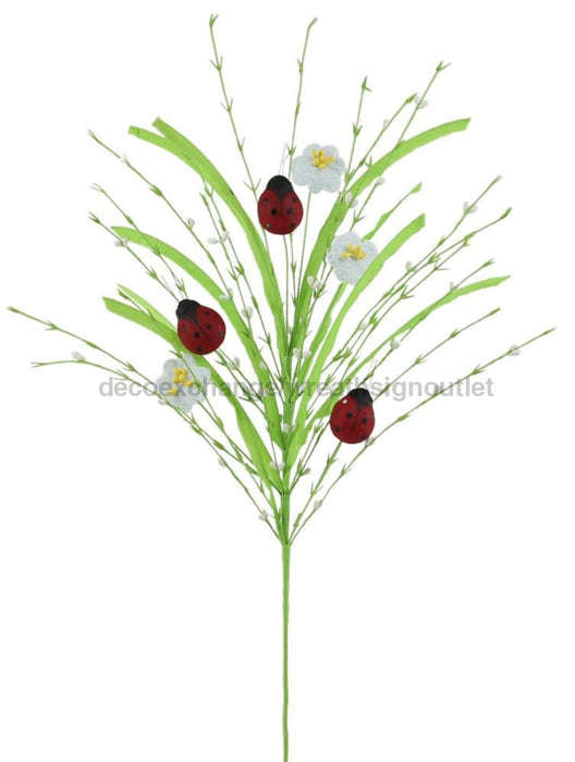 28’L Paper Grass/Pip Flower Ladybug Spry Green/Red/Black/White Mn0192 Greenery