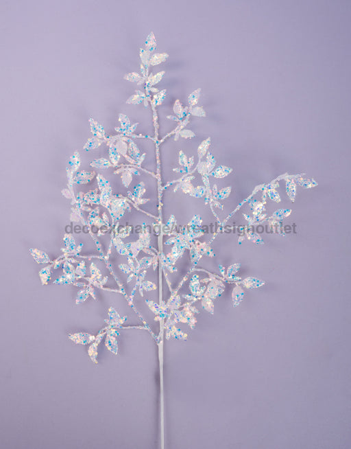 28’’L Glitter/Metallic Leaf Spray White/Iridescent Xs2334A2 Pick
