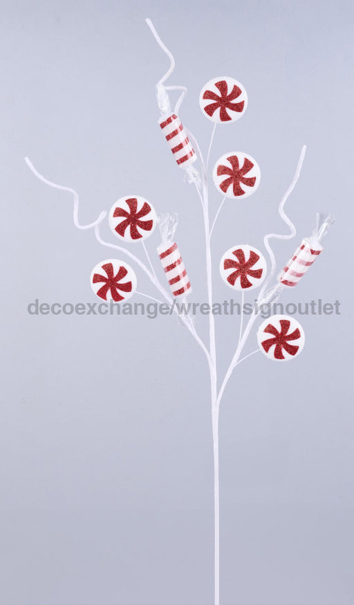 28’’L Glittered Candy Spray Red/White XS123632 Pick