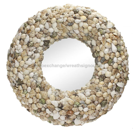 29.5’Dia Mixed Seashell Edged Mirror Natural/Clear Aa0375 Base