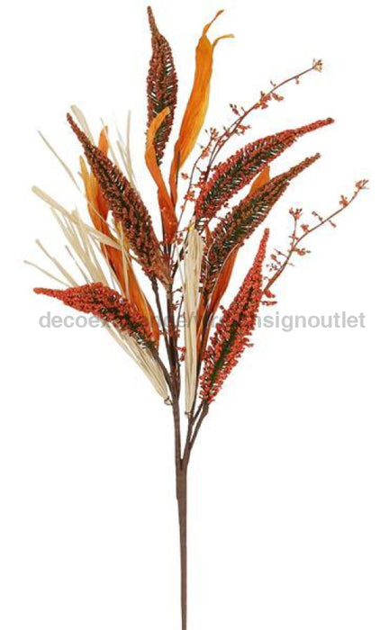 29.5"L Spike/Mini Bead Clstr/Grass Spray Orange/Burgundy HA1584H6 - DecoExchange®