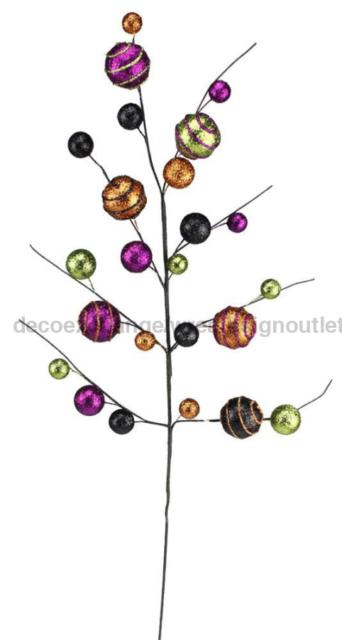 29’’ Glittered Ball Spray Orange/Black/Purple/Lime HH1212 Pick