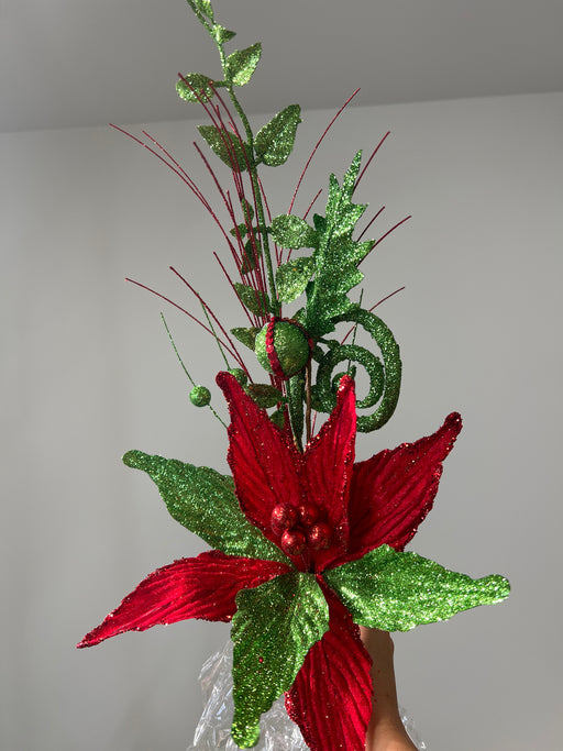 Poinsettia Curly Ball Spray H25 82253RDGN - DecoExchange®
