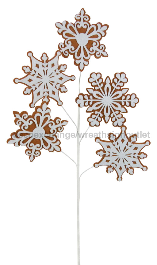 29’L Felt Gingerbread Snowflake Spray Brown/White Xs1157 Pick