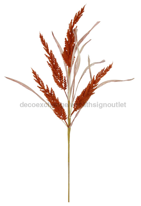 29’’L Flocked Fern/Grass Stem Dark Orange HA1721A3 Greenery