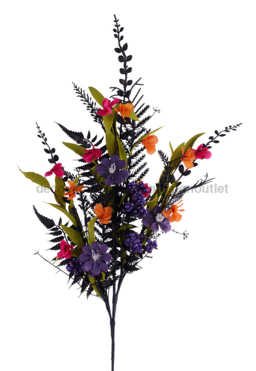 29’’L Flower/Fern/Pine/Berry Spray Purple/Hot Pink/Orange HH760523 Greenery