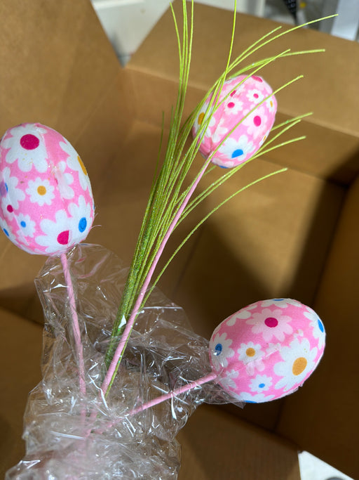 Fabric Daisy Egg Pick X 3 H18 63003PK - DecoExchange®