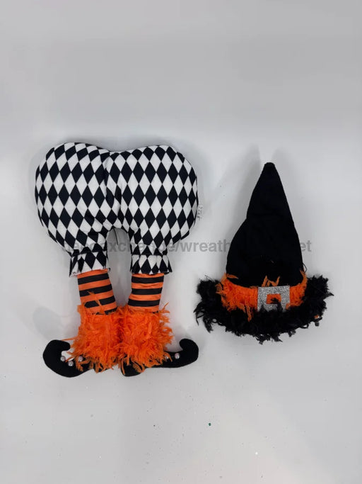 2Pc 20’’H X 8.25’’L Witch Decor Kit Black/White/Orange HH7566 Pick