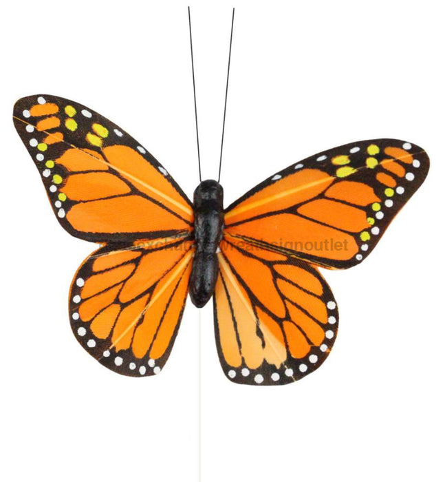 3.25’’ Monarch Butterfly W/10’’Wire Orange/Black 12Ea/Bx MB9776 Pick