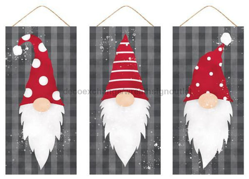3 Assorted 12.5"H X 6"L Christmas Gnome Cool Grey/Red/White AP7012 - DecoExchange