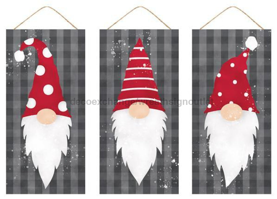 3 Assorted 12.5"H X 6"L Christmas Gnome Cool Grey/Red/White AP7012 - DecoExchange