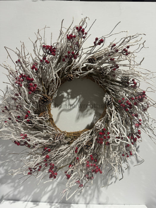 30’’ Snow Twig Berry Wreath Pa4310L-Whrd