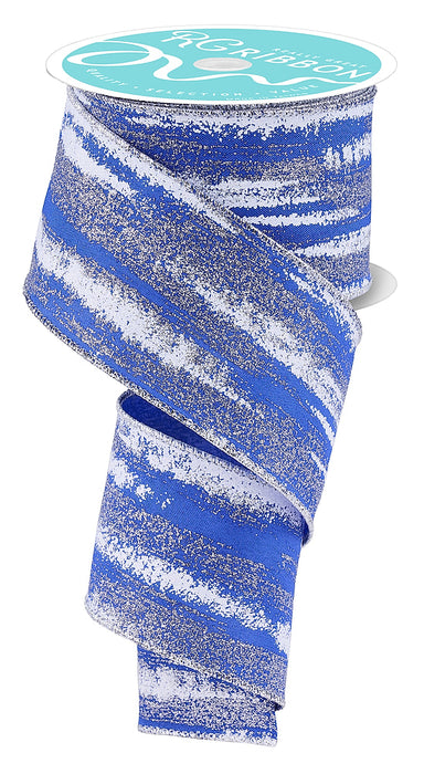 2.5"X10Yd Glitter Paint Strokes Royal Blue/Silver/White RGH14646W