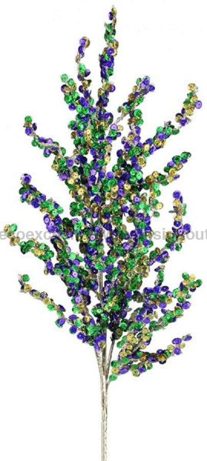 30"Oal Sequin/Glitter Wild Twig Spray Mardi Gras HG3170 - DecoExchange