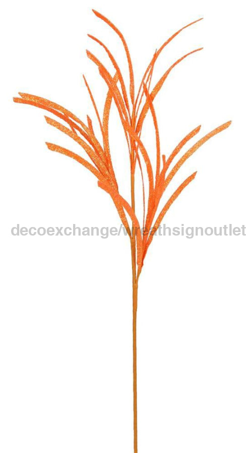 31’’L Glittered/Paper Grass Spray Bright Orange Xs110020 Pick