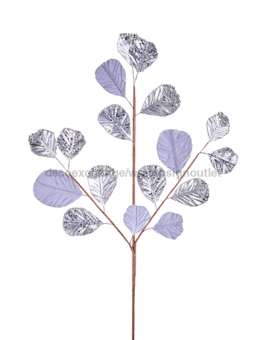 31’’L Velvet Leaf Spray Silver XS239426 Pick