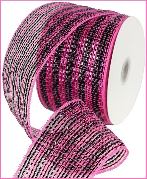 4"X25YD Wide Foil Stripe Black/Hot Pink RR4063JX