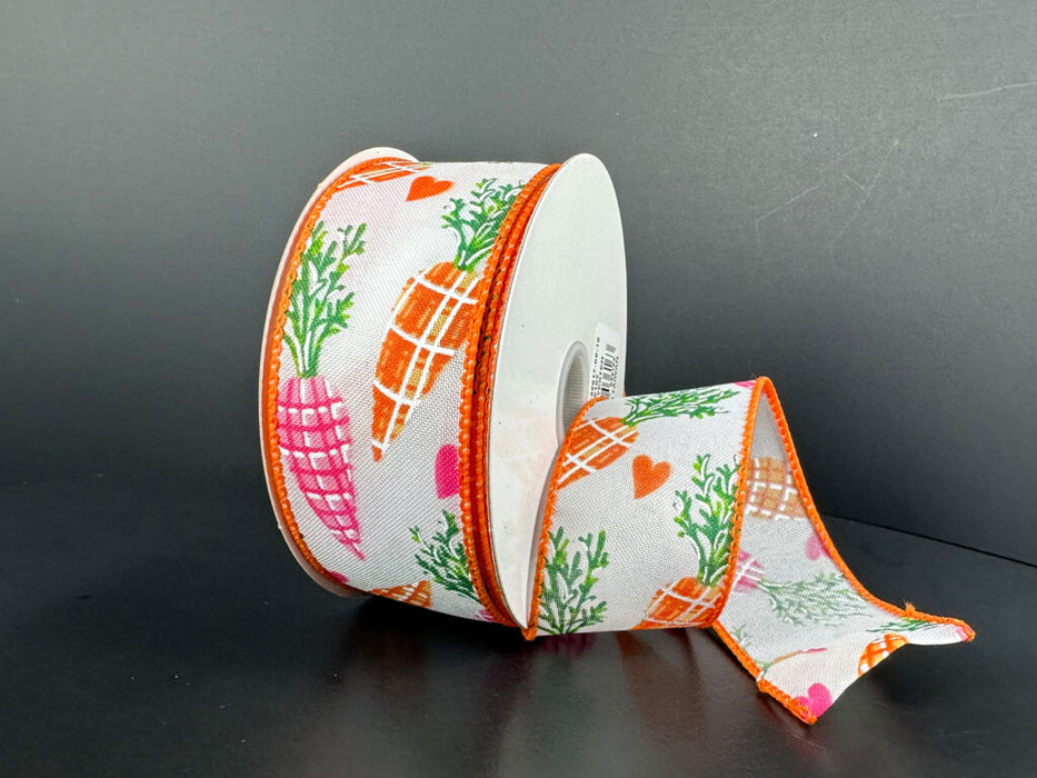 Wht Stn/Pnk-Orng Pld Carrots, 1.5"X10Y 32617-09-19 - DecoExchange®