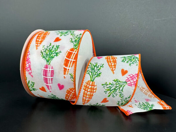Wht Stn/Pnk-Orng Pld Carrots, 2.5"X10Y 32617-40-19 - DecoExchange®