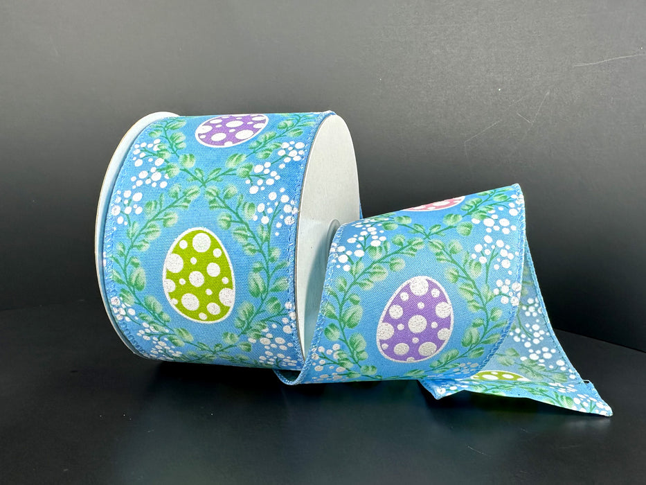 Lt Blu Stn/Eucalyptus Trellis-Pstl Easter Eggs, 2.5"X10Y 32619-40-04 - DecoExchange®