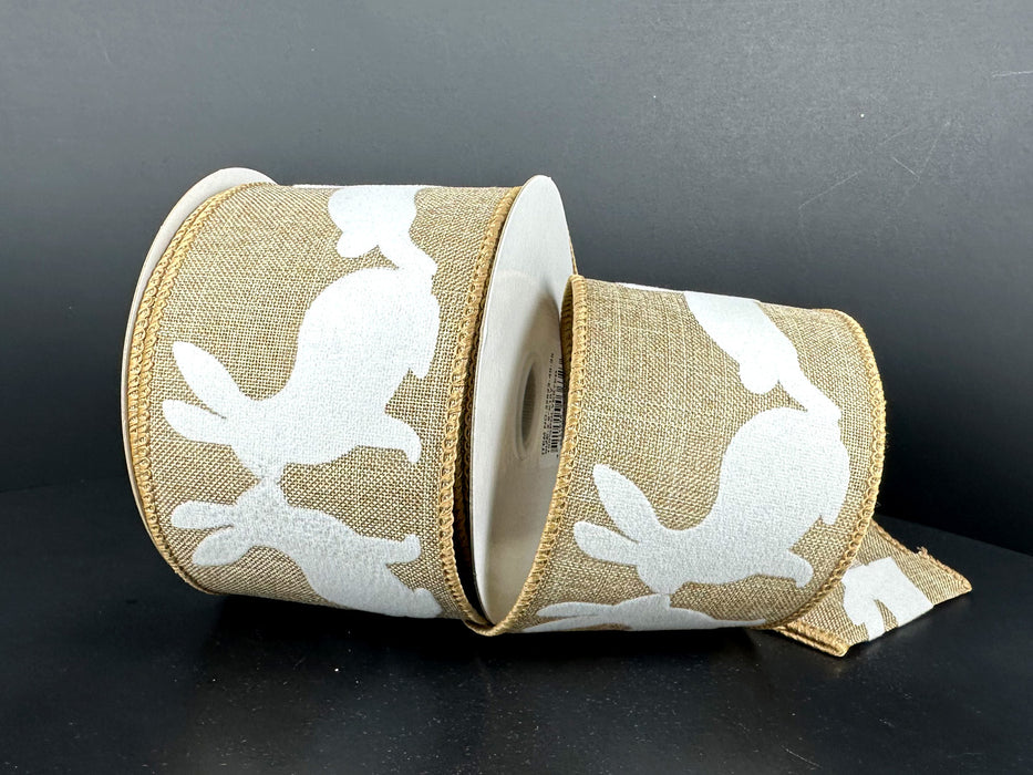 Nat Lin/Flocked Wht Bunnies, 2.5"X10Y 32623-40-35 - DecoExchange®