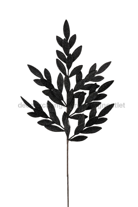 32"L Glitter Bay Leaf Spray Black Xs235302 - DecoExchange