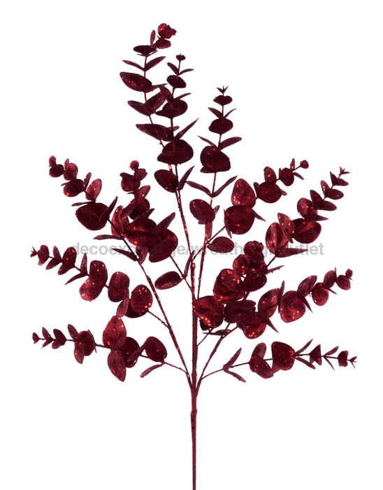33.5"L Glitter Seeded Eucalyptus Spray Burgundy XS251145 - DecoExchange