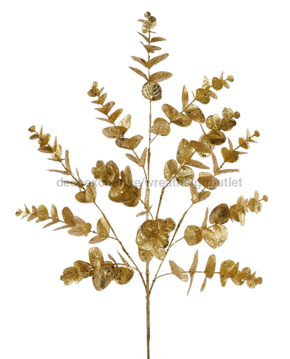 33.5’’L Glitter Seeded Eucalyptus Spray Gold XS2511C8 Pick